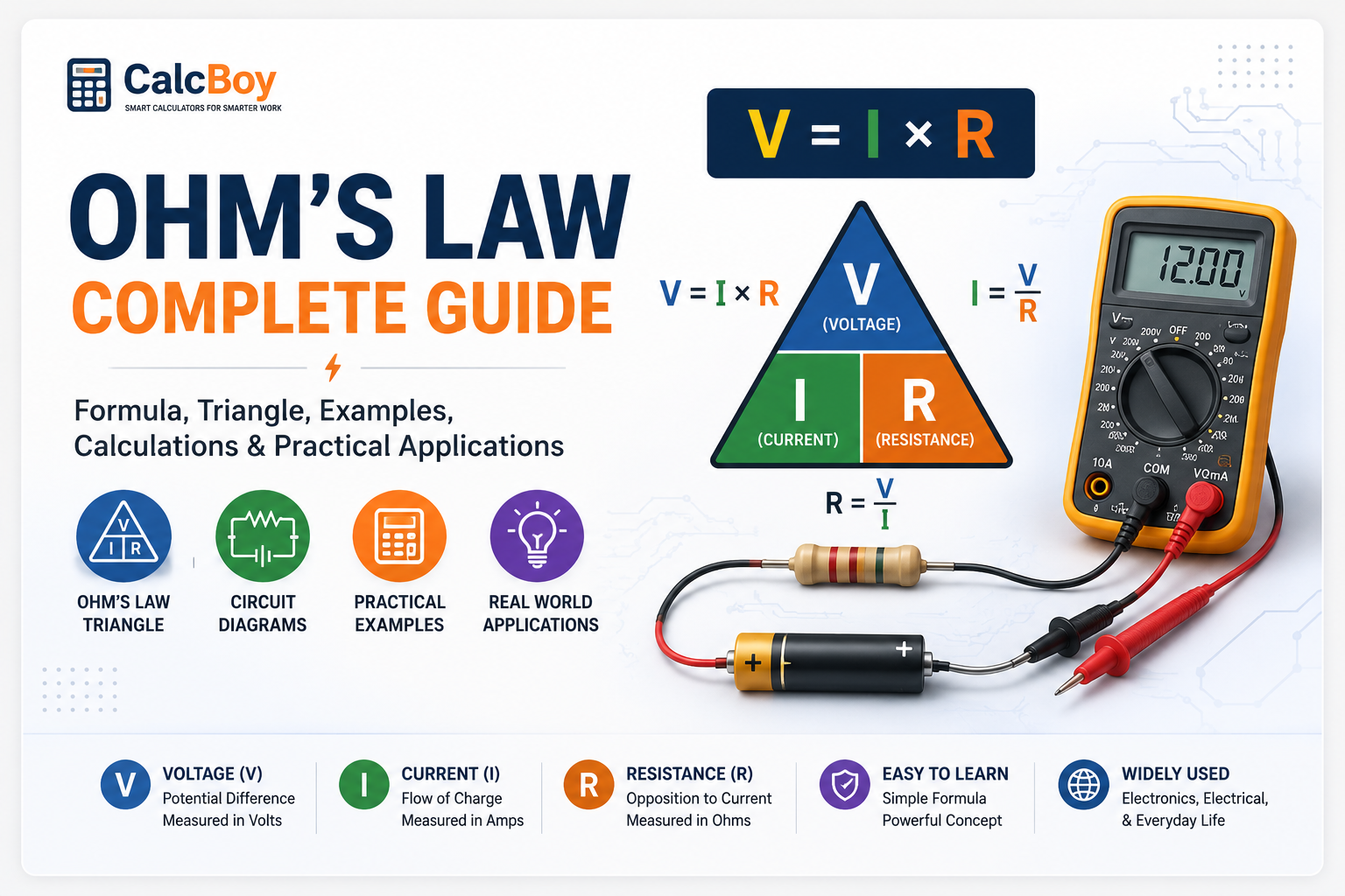 Ohm's Law Explained: Formula, Triangle, Calculations & Practical Examples